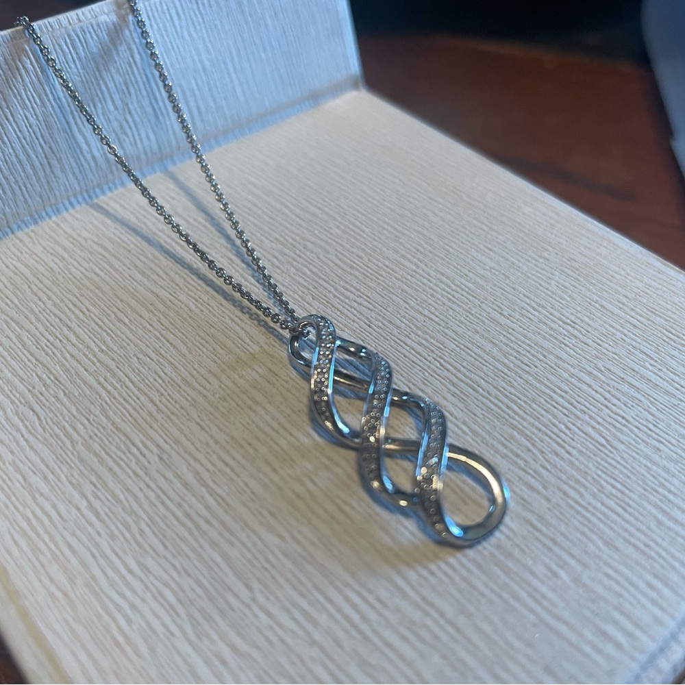 Sterling Silver Infinity Pendant Necklace with Diamonds